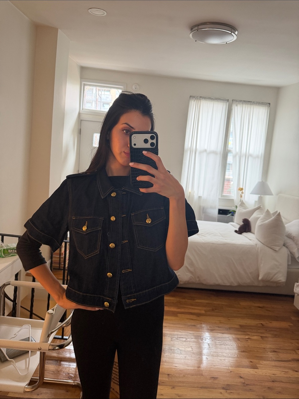Dark Denim Short-Sleeve Jacket - loft